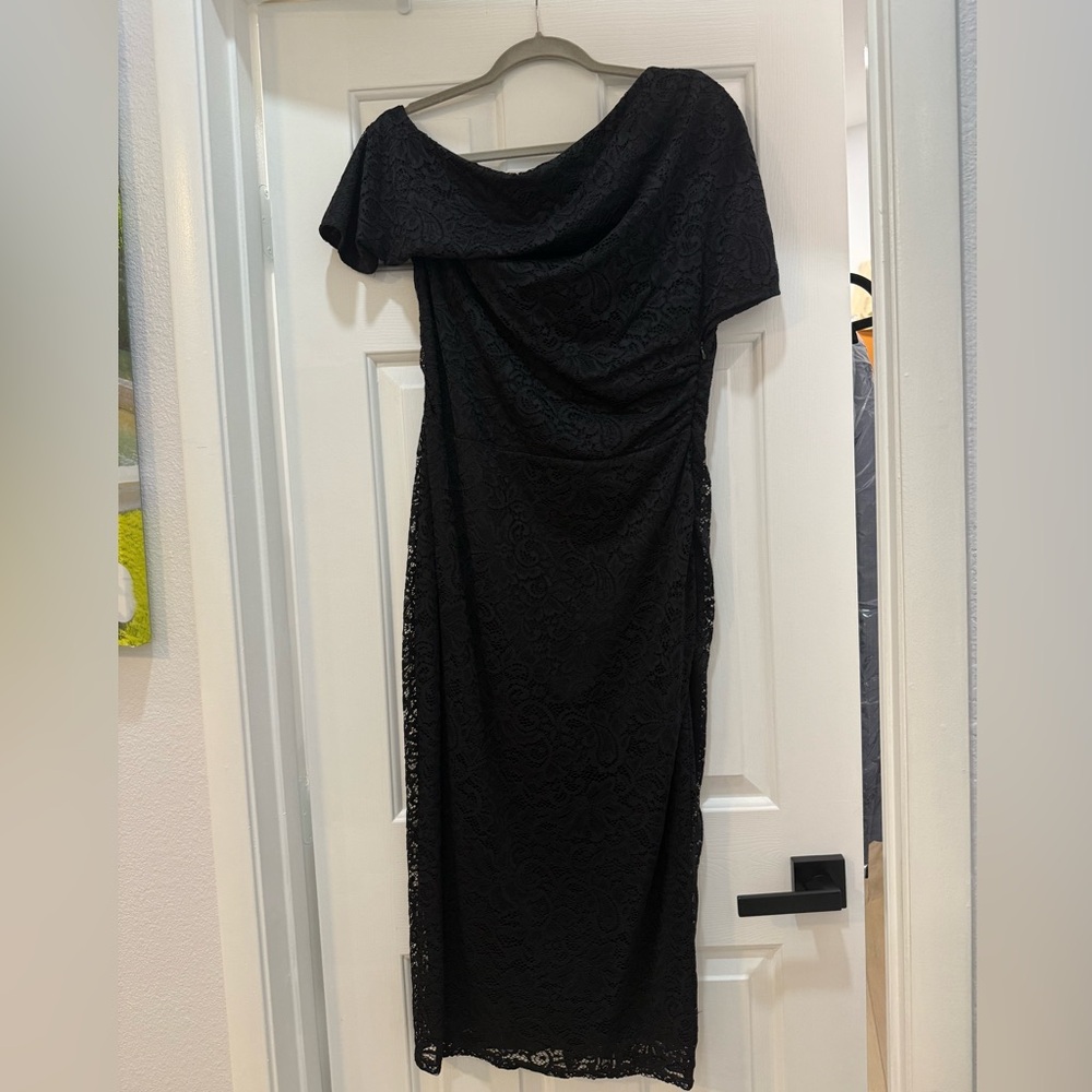 ASOS Black Asymmetrical Lace Dress
